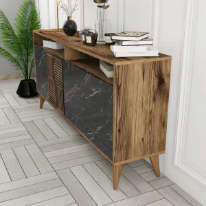 Konzolový stolík Milan 160 - Walnut, Black Marble