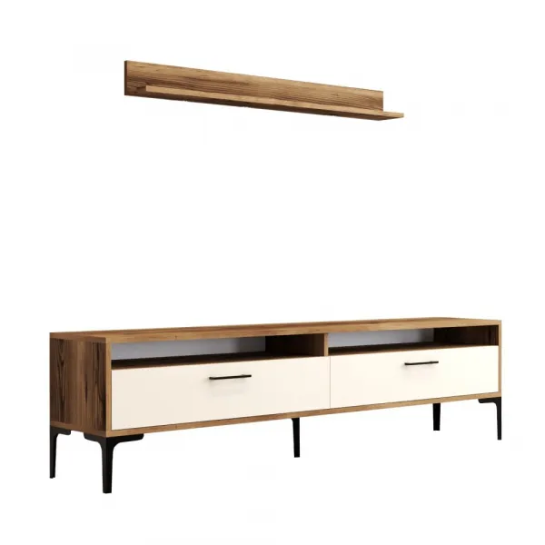 TV skrinka / Obývacia stena Istanbul - Walnut, Cream