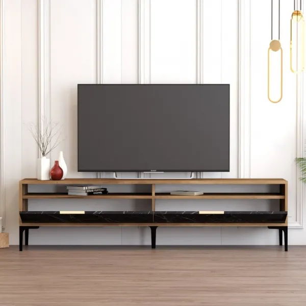 TV stolík Istanbul 2 - Walnut Black Marble