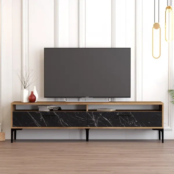 TV stolík Istanbul 2 - Walnut Black Marble