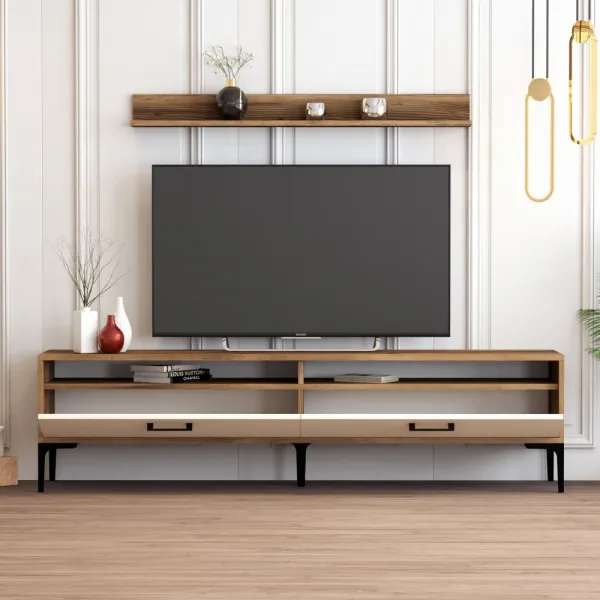 TV skrinka / Obývacia stena Istanbul - Walnut, Cream