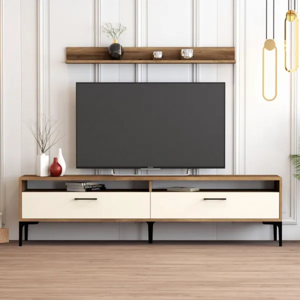 TV skrinka / Obývacia stena Istanbul - Walnut, Cream