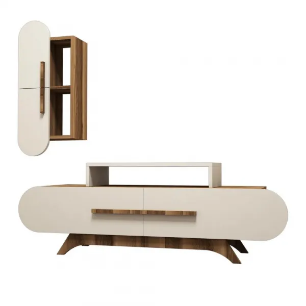 TV skrinka / Obývacia stena Rose S - Walnut, Cream