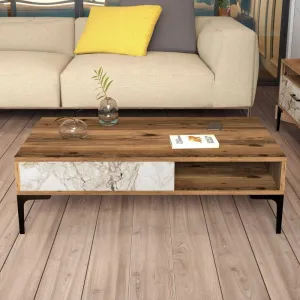 Konferenčný stolík Istanbul - Walnut, White Marble