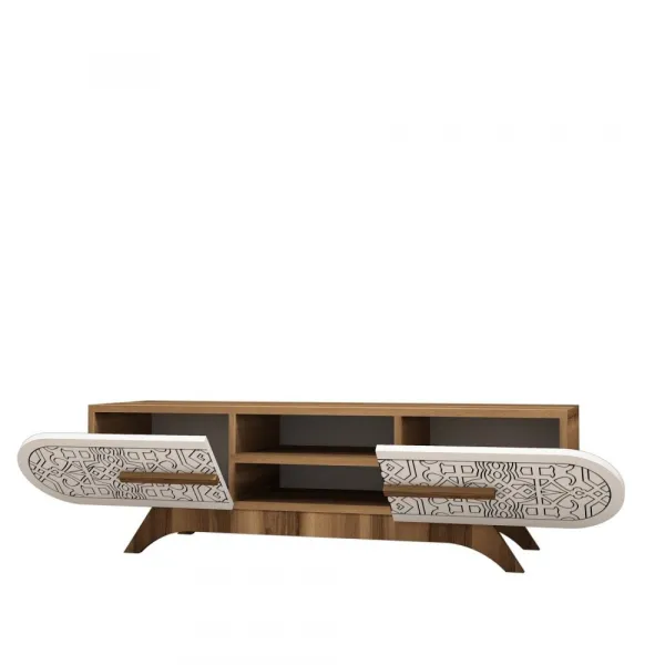 TV stolík Defne - Walnut White