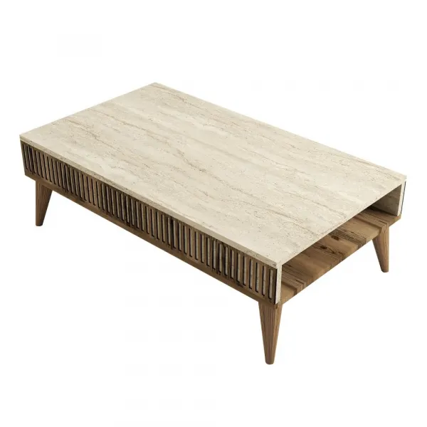 Konferenčný stolík Milan - Walnut, Travertine