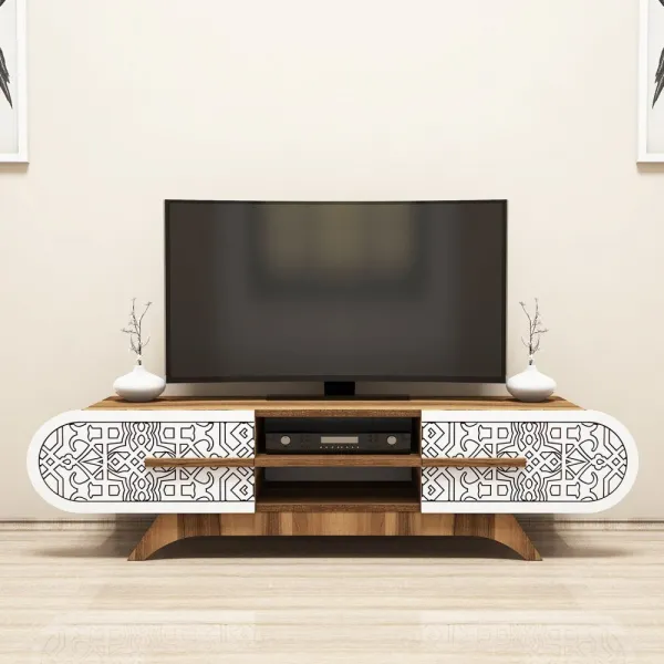 TV stolík Defne - Walnut White