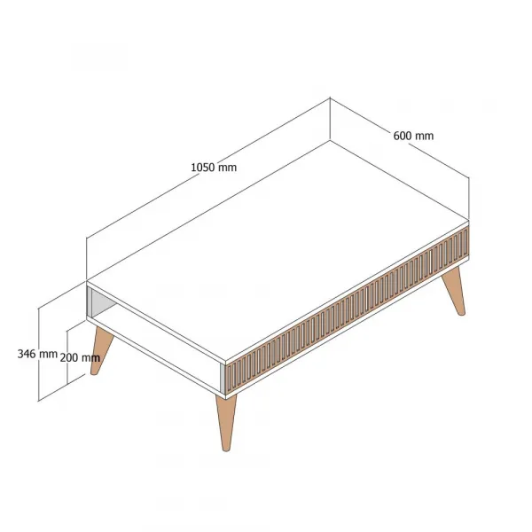 Konferenčný stolík Milan - Walnut, Travertine
