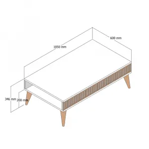 Konferenčný stolík Milan - Walnut, Travertine