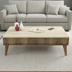 Konferenčný stolík Milan - Walnut, Travertine