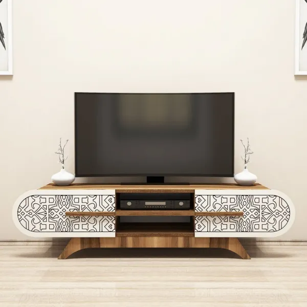 TV stolík Defne - Walnut Cream