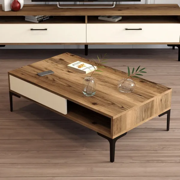 Konferenčný stolík Istanbul - Walnut, Cream
