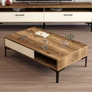Konferenčný stolík Istanbul - Walnut, Cream