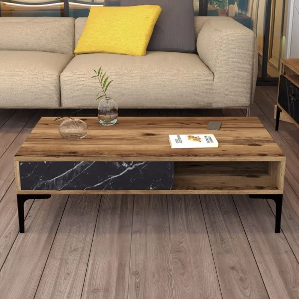 Konferenčný stolík Istanbul - Walnut, Black Marble