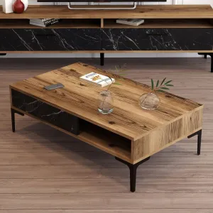Konferenčný stolík Istanbul - Walnut, Black Marble