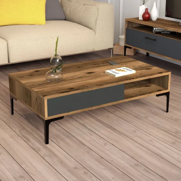 Living Room Furniture Set Istanbul - Walnut, Anthracite