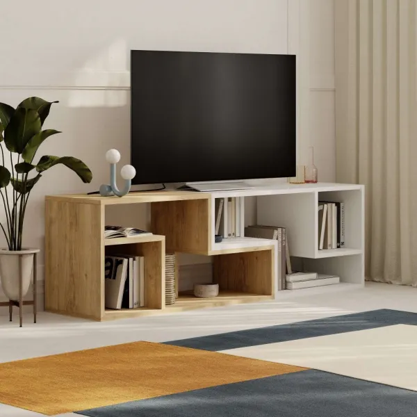 TV stolík Glis - Sapphire Oak, White