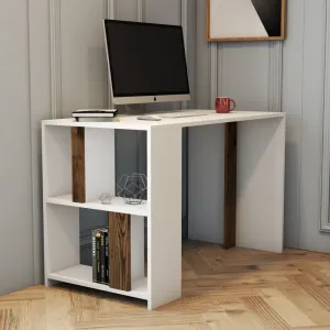 Písací stôl Lima - White, Walnut