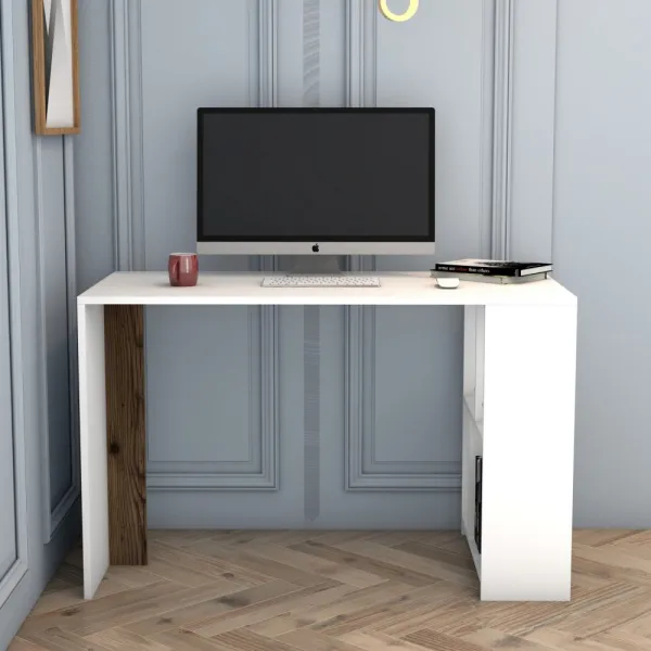 Písací stôl Lima - White, Walnut