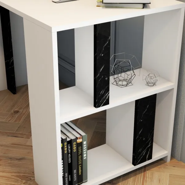 Písací stôl Lima - White, Black Marble