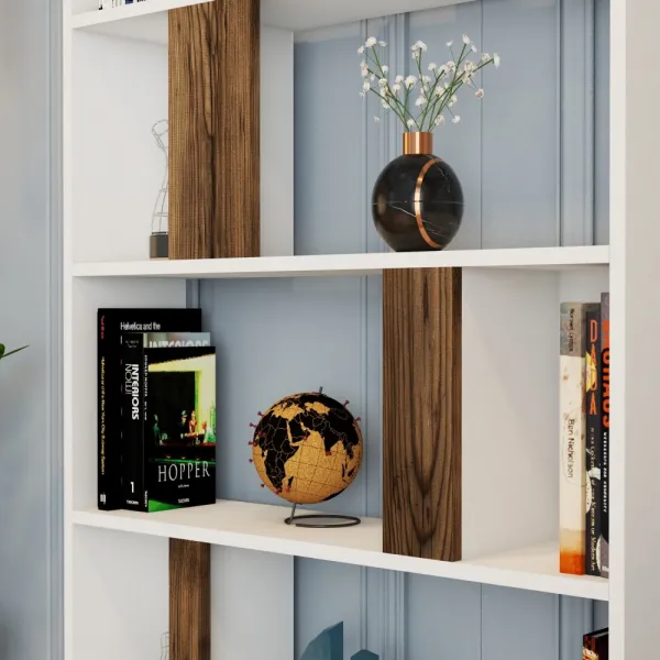 Knižnica Lima - White, Walnut