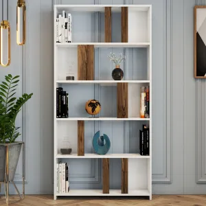 Knižnica Lima - White, Walnut