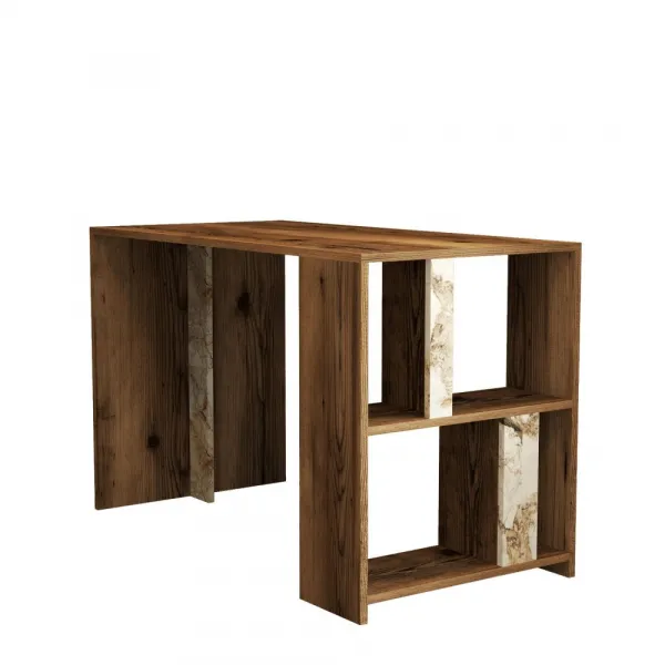 Písací stôl Lima - Walnut, White Marble