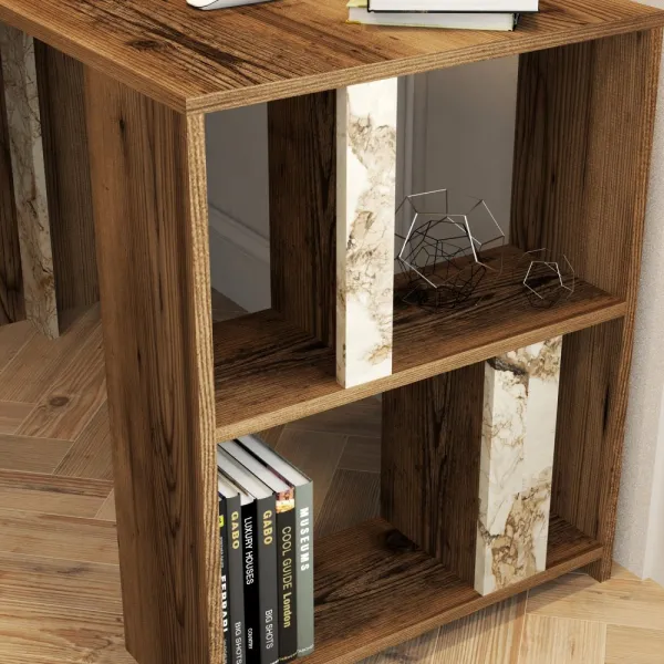 Písací stôl Lima - Walnut, White Marble