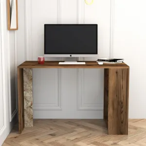 Písací stôl Lima - Walnut, White Marble
