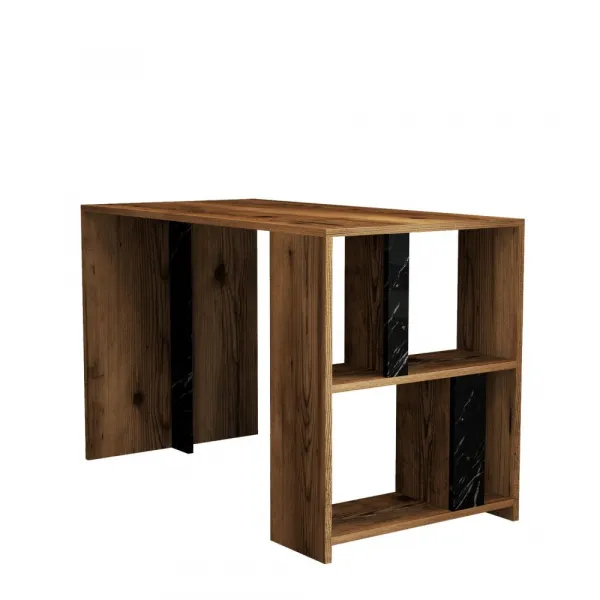 Písací stôl Lima - Walnut, Black Marble