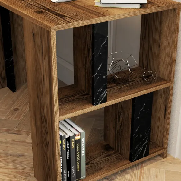 Písací stôl Lima - Walnut, Black Marble