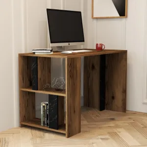 Písací stôl Lima - Walnut, Black Marble