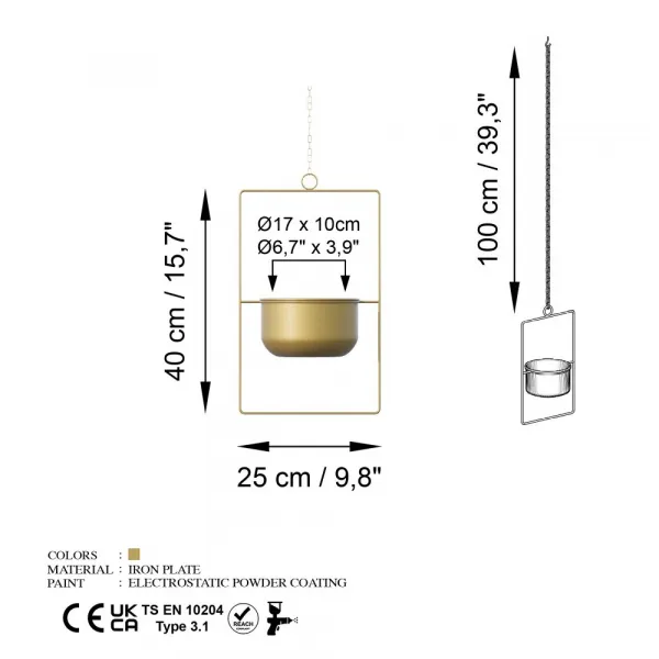 Dekoratívny kvetináč Parapet - Gold