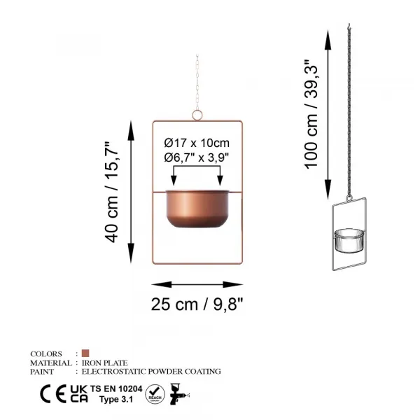 Dekoratívny kvetináč Parapet - Copper