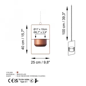 Dekoratívny kvetináč Parapet - Copper