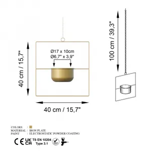 Dekoratívny kvetináč Pandantif - Gold