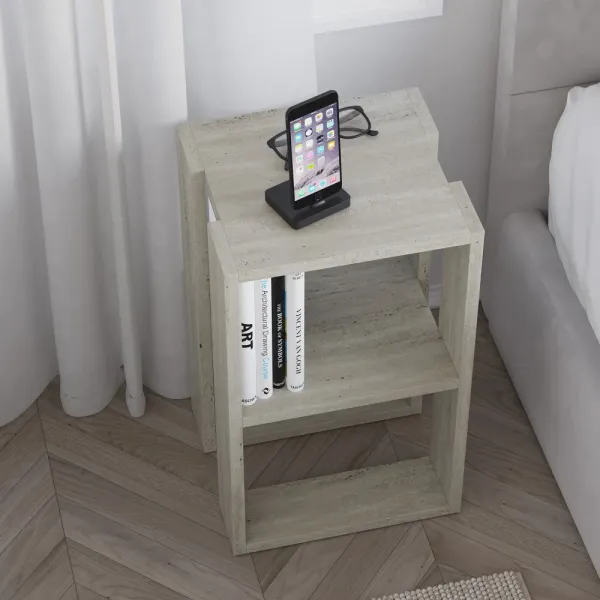 Nočný stolík Lonie - Travertine
