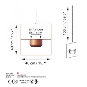 Dekoratívny kvetináč Pandantif - Copper