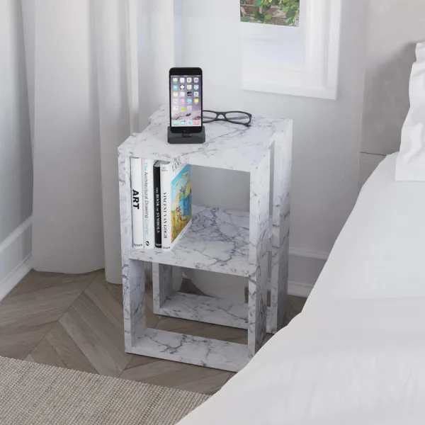 Nočný stolík Lonie - Carrara Marble
