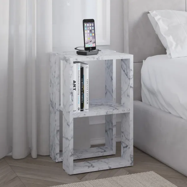 Nočný stolík Lonie - Carrara Marble