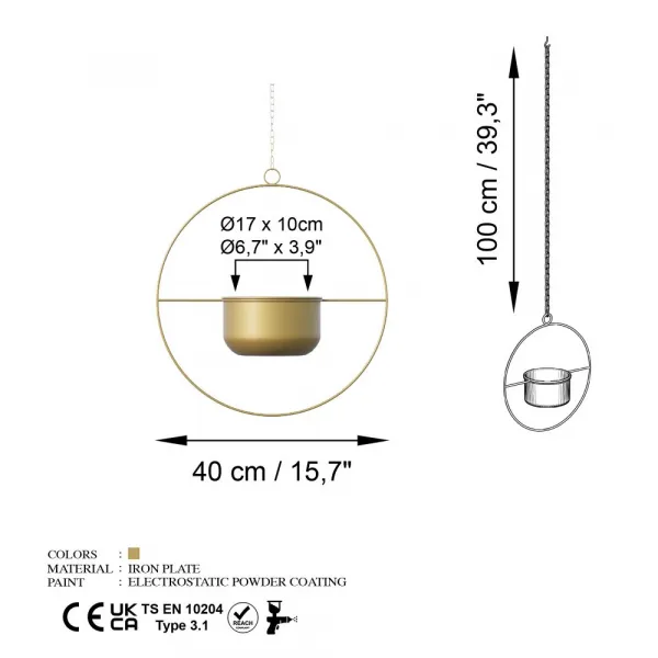 Dekoratívny kvetináč Payanda - Gold