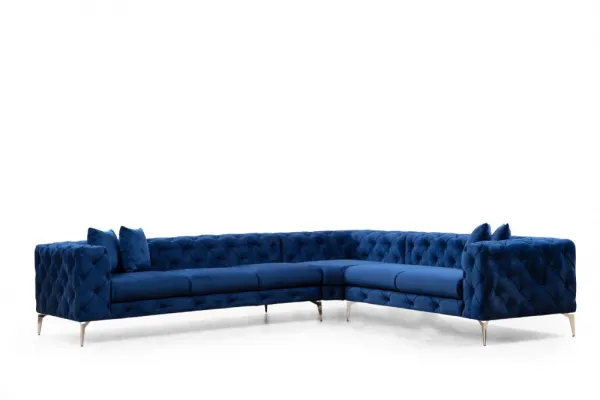 Rohová sedacia súprava / Rohová pohovka Como Right - Navy Blue