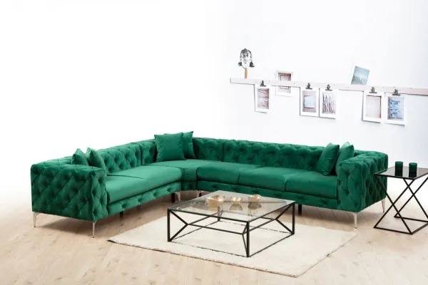 Rohová sedacia súprava / Rohová pohovka Como Left - Green