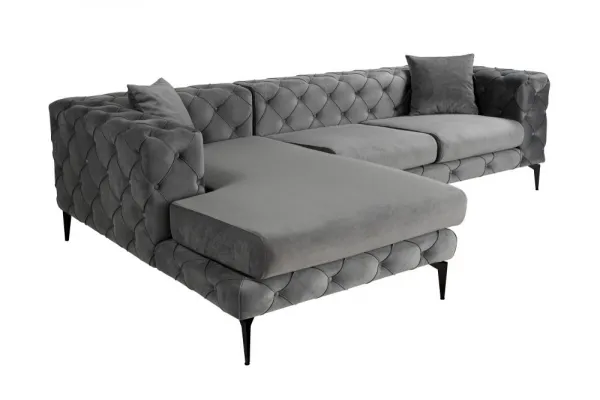 Rohová sedacia súprava / Rohová pohovka Como Eco Left - Anthracite, Black