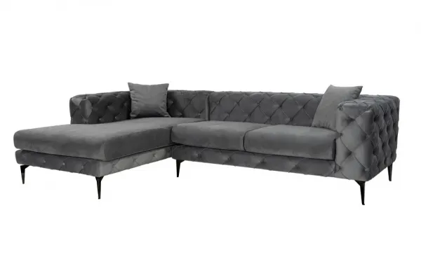 Rohová sedacia súprava / Rohová pohovka Como Eco Left - Anthracite, Black