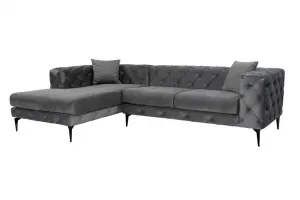 Rohová sedacia súprava / Rohová pohovka Como Eco Left - Anthracite, Black