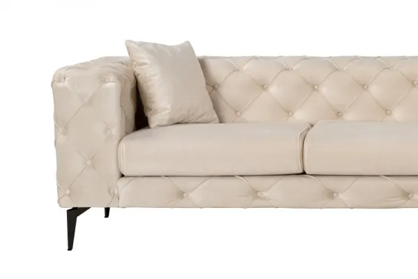 Rohová sedacia súprava / Rohová pohovka Como Eco Right - Beige, Black