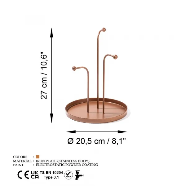 Dekoratívny kovový doplnok Leros-A - Copper