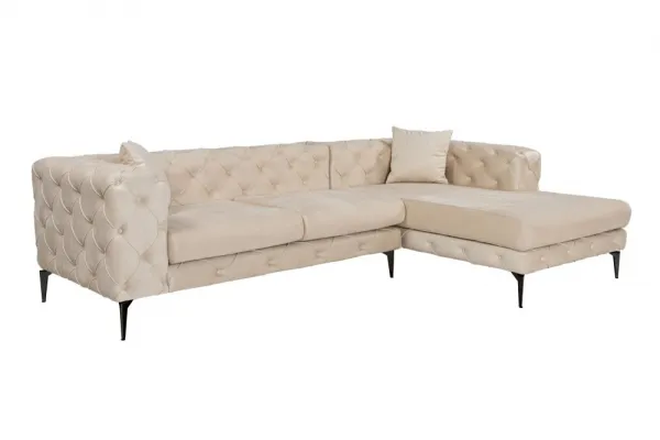 Rohová sedacia súprava / Rohová pohovka Como Eco Right - Beige, Black