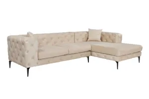 Rohová sedacia súprava / Rohová pohovka Como Eco Right - Beige, Black